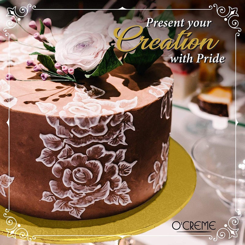 O'CREME Gold Wraparound Cake Pastry Round Drum Board 1/4 Inch Thick, 8 Inch Diameter - Pack of 10 - Image 4